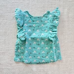 Little Green Radicals Teal Top EUC 18-24mo